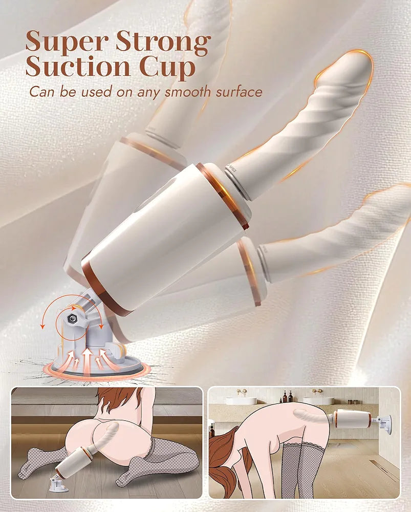 UTIMI Dual-Head Thrusting Dildo Sex Machine with Heating, Suction Cup, and 14 Vibration Modes