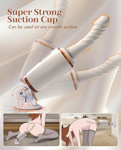 UTIMI Dual-Head Thrusting Dildo Sex Machine with Heating, Suction Cup, and 14 Vibration Modes