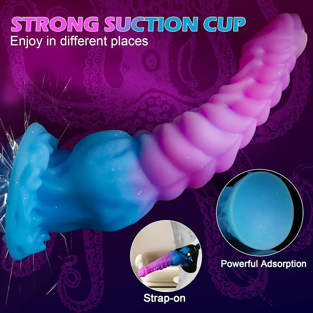 9.7-Inch Fantasy Dragon Tentacle Dildo with Knot and Suction Cup - Soft Silicone Ejaculating Adult Toy