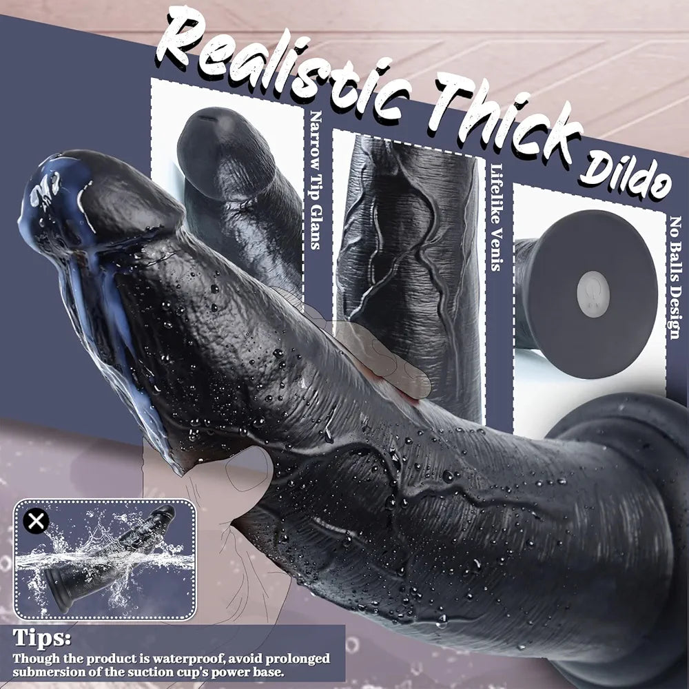 12-Inch Dual-Density Silicone Vibrating Dildo with Suction Cup and 7 Vibration Modes