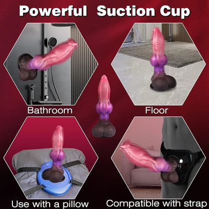 9.3" Fantasy Dragon Animal Dildo with 8-Speed Remote Control Vibration, Silicone G-Spot and Prostate Stimulator