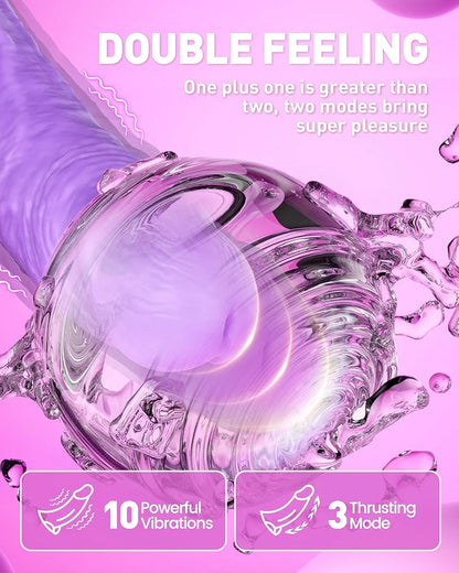 9-Inch Thrusting G-Spot Vibrating Dildo with 10 Vibration Patterns and 3 Thrusting Modes, Waterproof Silicone Adult Toy for Couples
