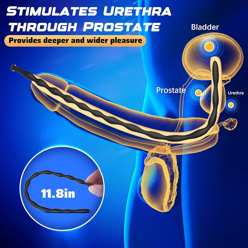8-Piece Silicone Urethral Sounding and Dilator Set for Men - Flexible Catheters and Prostate Massager for BDSM Stimulation