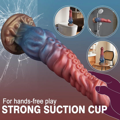 9.7-Inch Realistic Fantasy Monster Tentacle Dildo with Suction Cup - Textured Silicone Anal and Prostate Toy