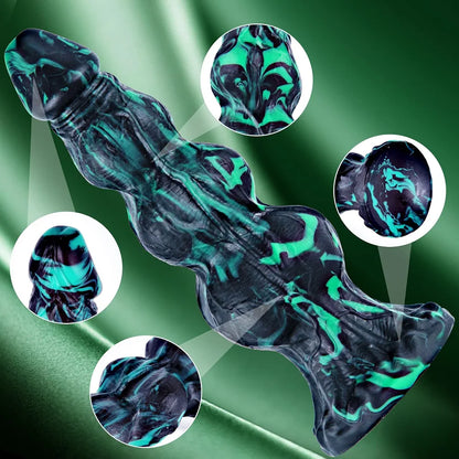 10-Inch Realistic Silicone Fantasy Dragon Dildo with Suction Cup and Triple Knots