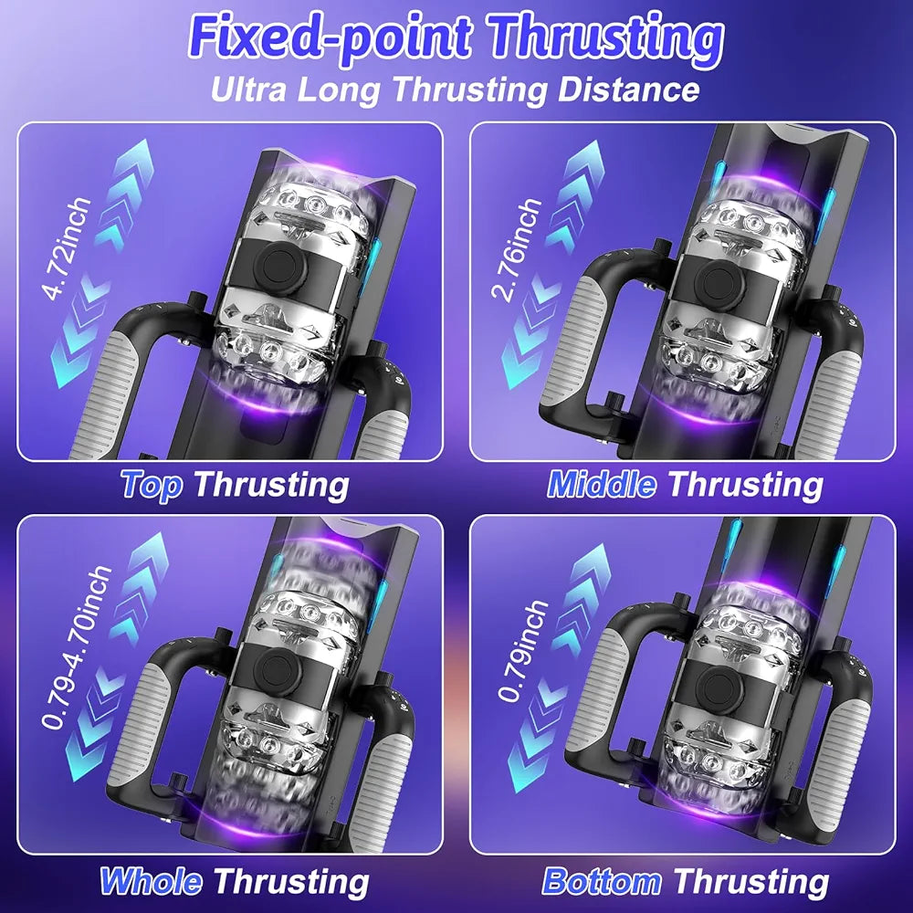 Automatic Male Masturbator with 12cm Thrusting Distance, Phone Stand, and Foldable Handle