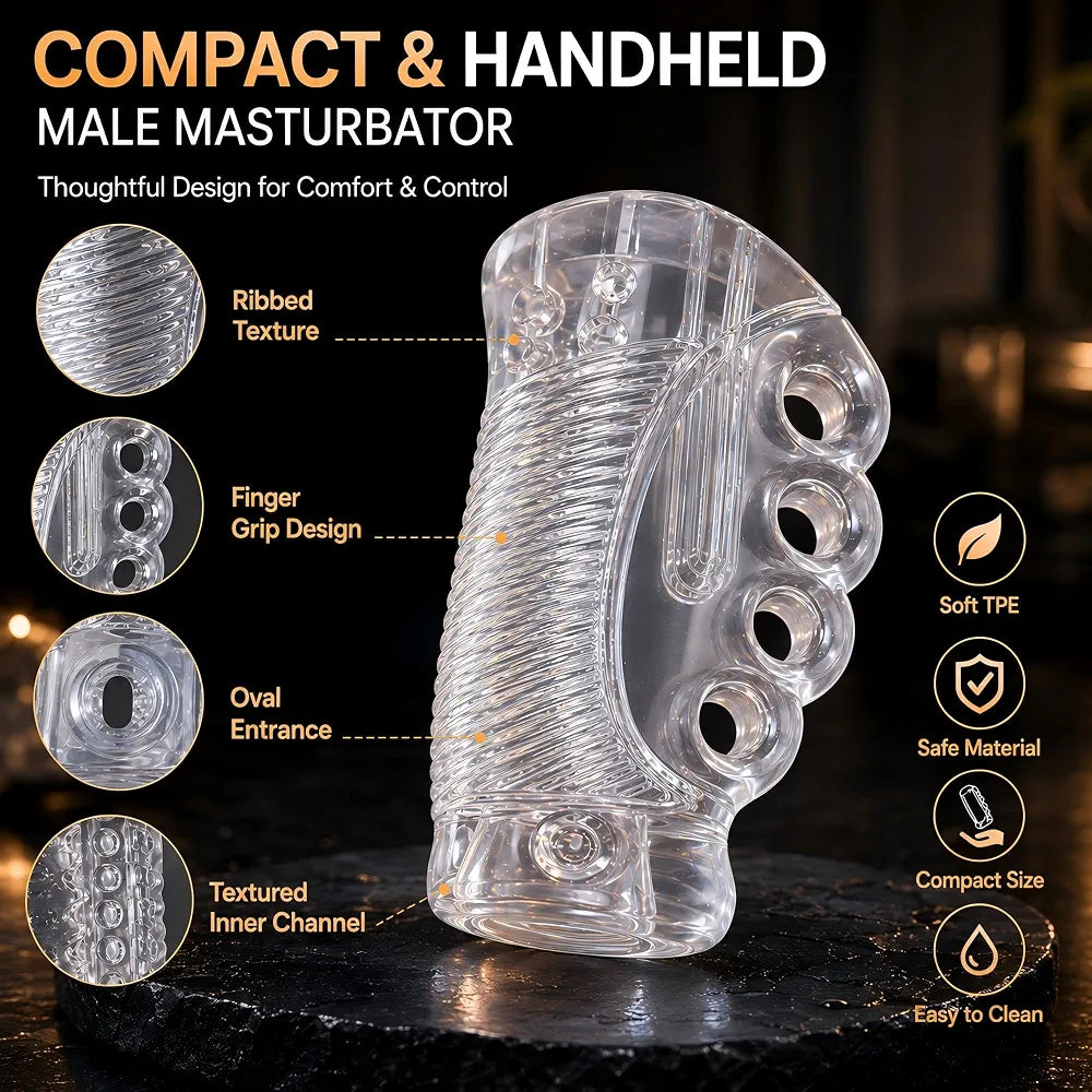 Premium Clear TPE Sleeve Male Masturbator - Realistic Textured Sex Toy for Men