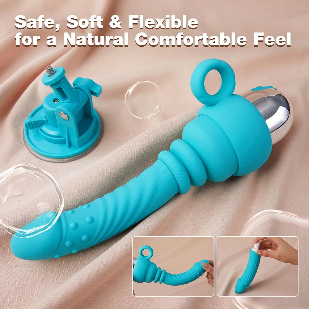 MOMONII 10.83" App-Controlled Heated Thrusting & Vibrating Dildo Machine with Suction Cup