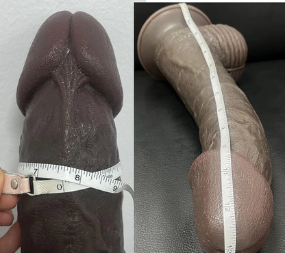 12.5" XXL Black Silicone Dildo with Suction Cup - 8" Girthy Dual-Density Horse Dildo for Anal and Vaginal Play