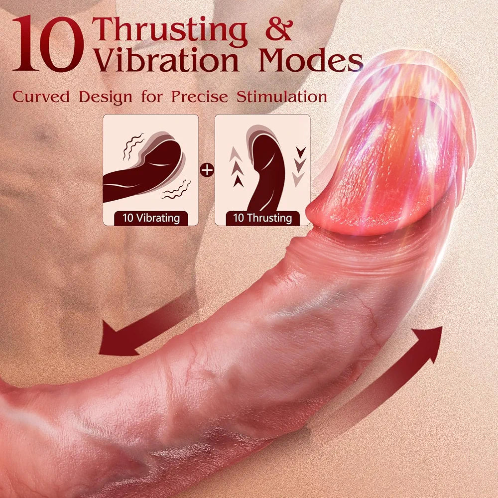 5-in-1 AI Sync Realistic Thrusting Vibrating Dildo with App Control and Tongue Licking Modes