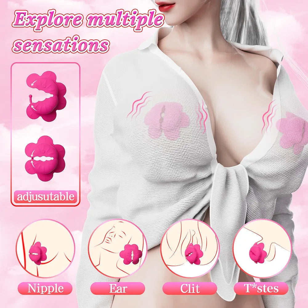 KUSHOR Remote Controlled Vibrating Nipple Clamps with 10 Modes - Adjustable Wearable Nipple Vibrator for Women