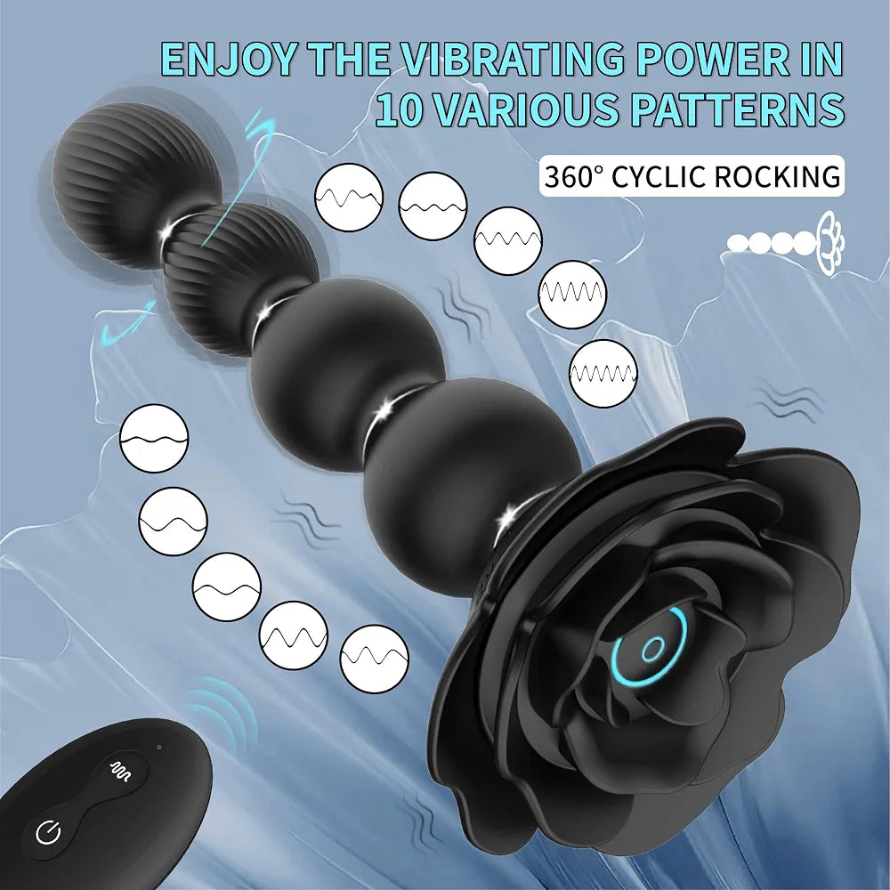 Premium Silicone Remote-Controlled Vibrating Anal Plug with 10 Rotation Modes