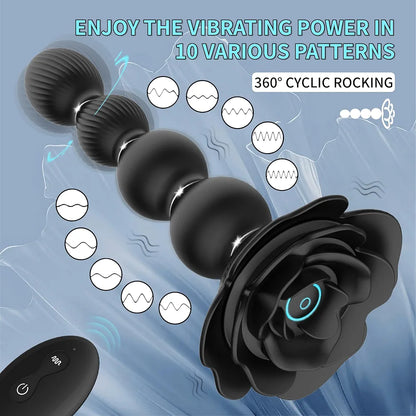 Premium Silicone Remote-Controlled Vibrating Anal Plug with 10 Rotation Modes