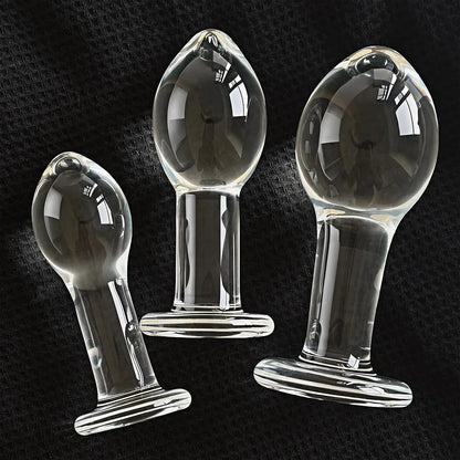3-Piece Borosilicate Glass Anal Training Plug Set for Beginners