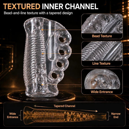 Premium Clear TPE Sleeve Male Masturbator - Realistic Textured Sex Toy for Men