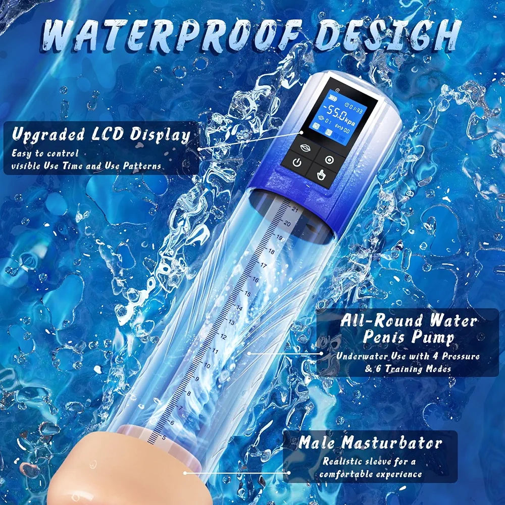 Electric Vacuum Penis Enlargement Pump with 6 Suction Levels and 4 Training Modes