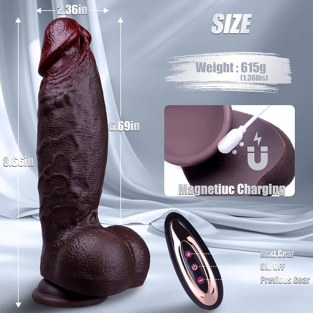 8.66-Inch Realistic Silicone Vibrating Dildo with Suction Cup and 10 Vibration Modes