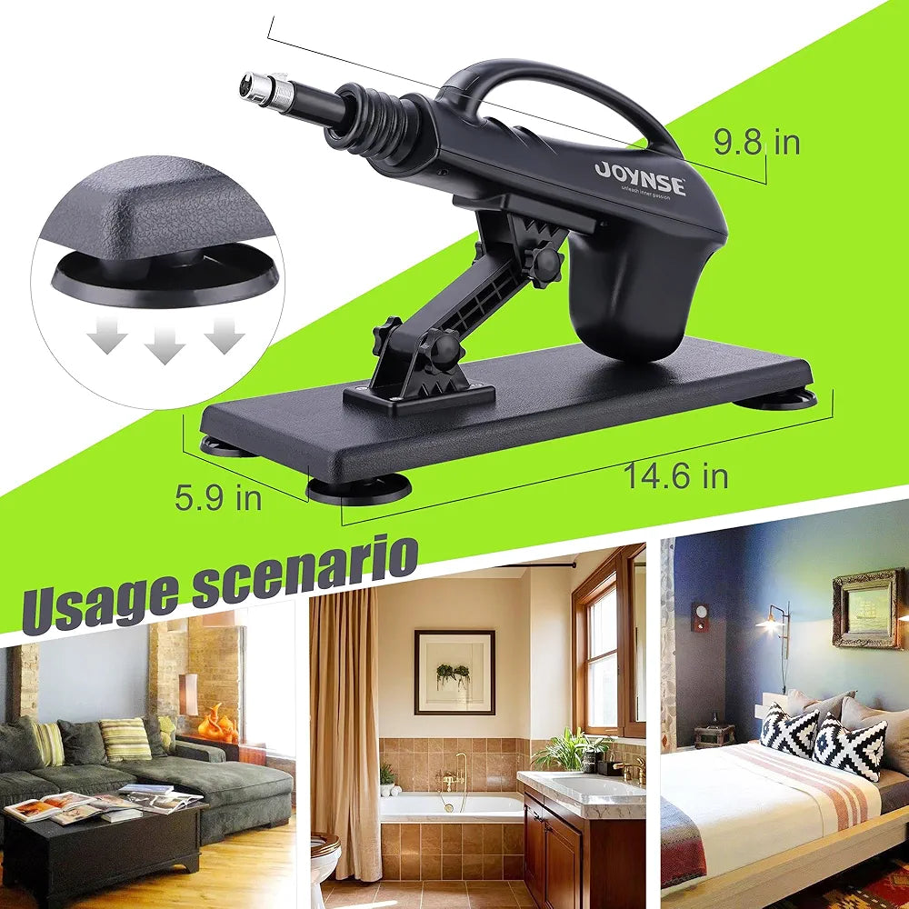 Joynse Automatic Thrusting Sex Machine with Suction Cup, 3XLR Connector, and 8 Interchangeable Attachments