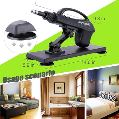 Joynse Automatic Thrusting Sex Machine with Suction Cup, 3XLR Connector, and 8 Interchangeable Attachments