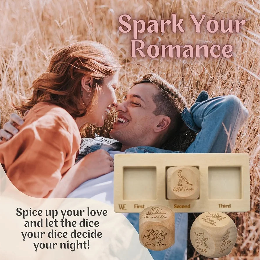 Romantic Date Night Dice Game for Couples: 6 Position Dice, Decision Coin, and Board Set