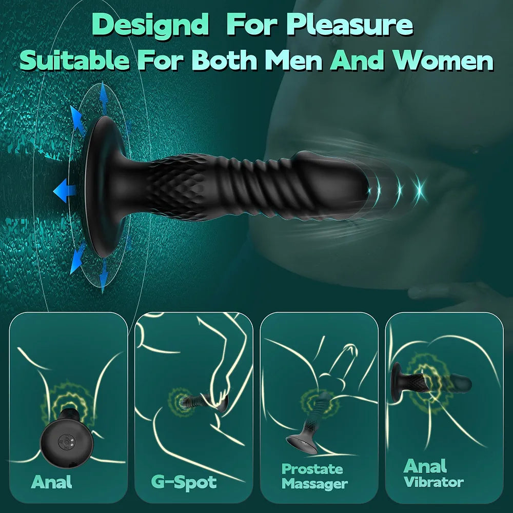 Remote-Controlled Prostate Massager with 10 Vibration and Thrusting Modes for Men