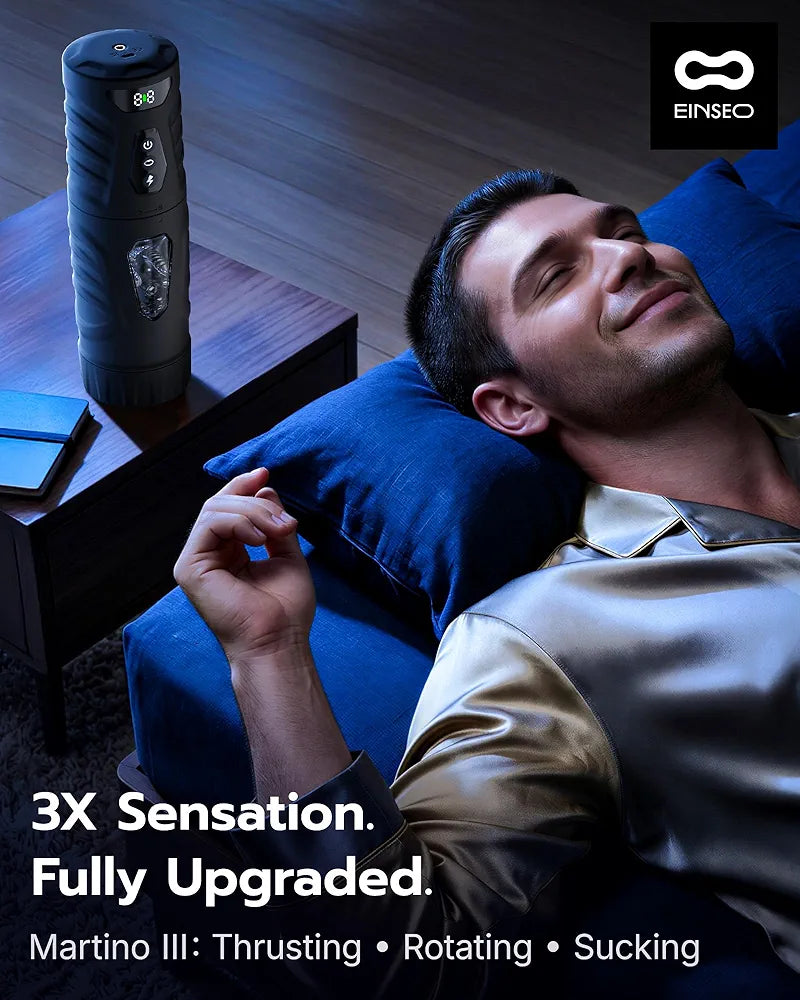 EINSEO AI-Sync Automatic Male Masturbator with 360° Rotation, 7 Thrusting Modes, and Hands-Free Suction Base