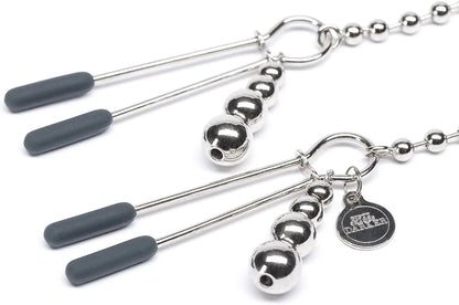 Weighted Silicone-Tipped Nipple Clamps with Connecting Chain and Storage Pouch