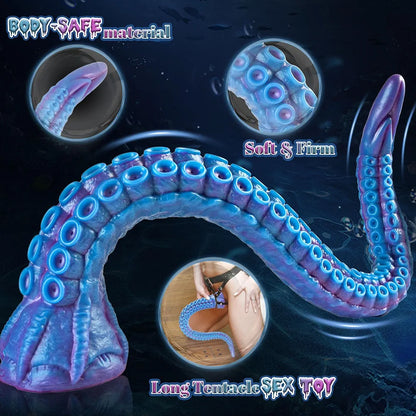 22.5-Inch XL Silicone Octopus Tentacle Dildo - Realistic Fantasy Anal Toy for G-Spot and Prostate Stimulation