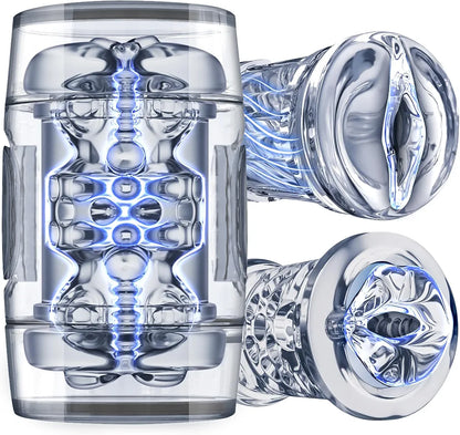 Realistic Dual-Sleeve Male Stroker with Suction and Open-Ended Design