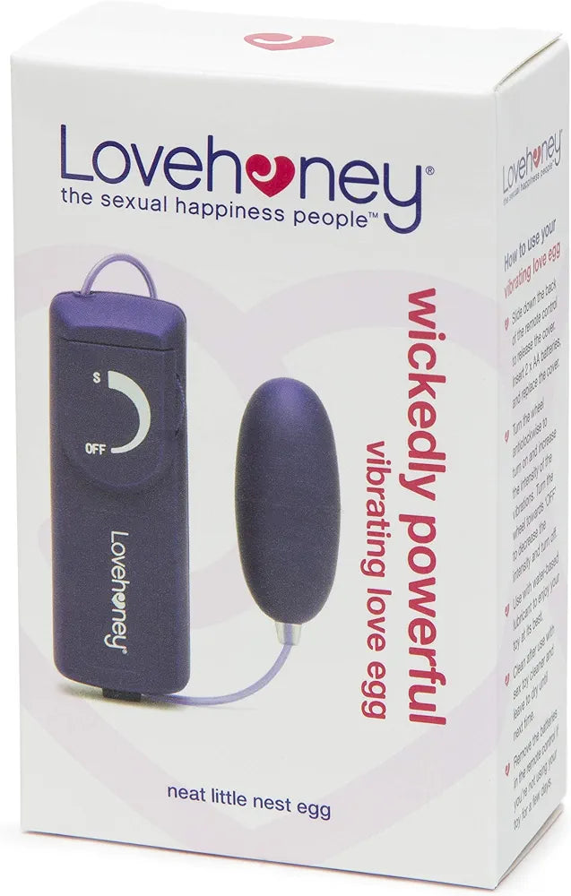 Lovehoney Wickedly Powerful 2.5-Inch Multispeed Vibrating Egg with 31-Inch Wired Remote - Purple