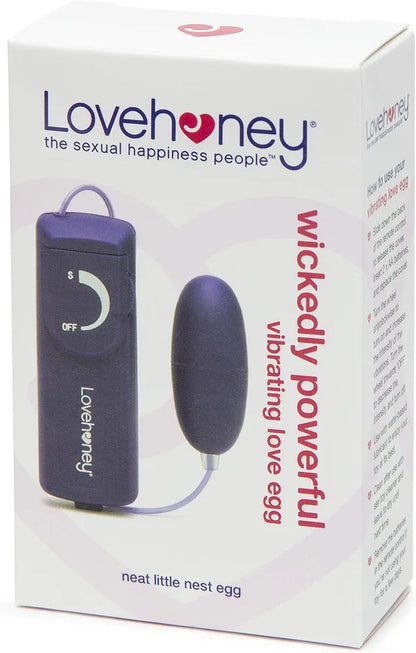 Lovehoney Wickedly Powerful 2.5-Inch Multispeed Vibrating Egg with 31-Inch Wired Remote - Purple