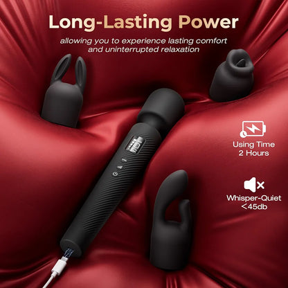 MOOLIGIRL Rechargeable App-Controlled Wand Massager with 3 Silicone Attachments