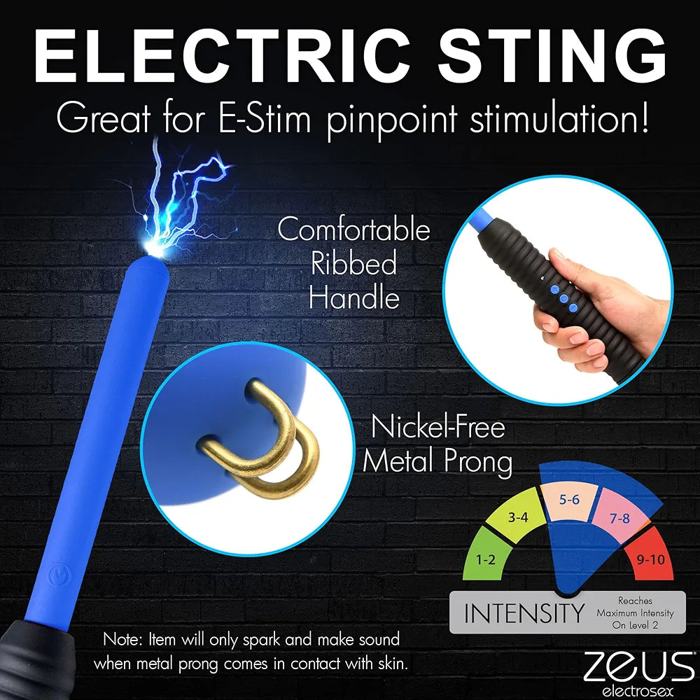 ZEUS ELECTROSEX E-Stim Shock Rod - Dual-Intensity Pinpoint Zapping Wand for Sensory Play, Blue