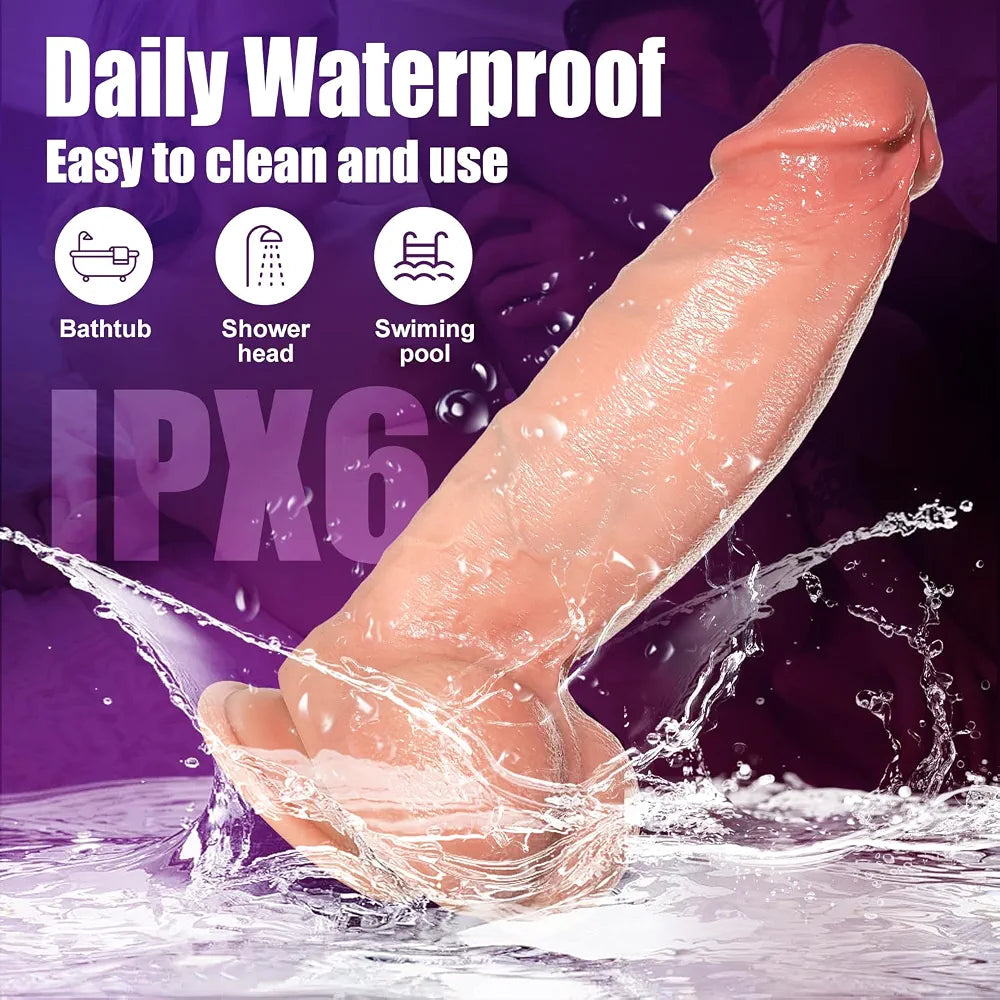 Premium Heated Silicone Thrusting & Vibrating Dildo with Suction Base