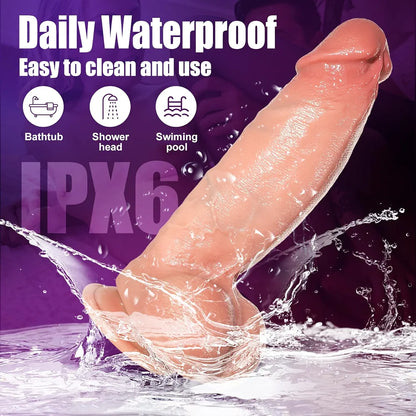 Premium Heated Silicone Thrusting & Vibrating Dildo with Suction Base