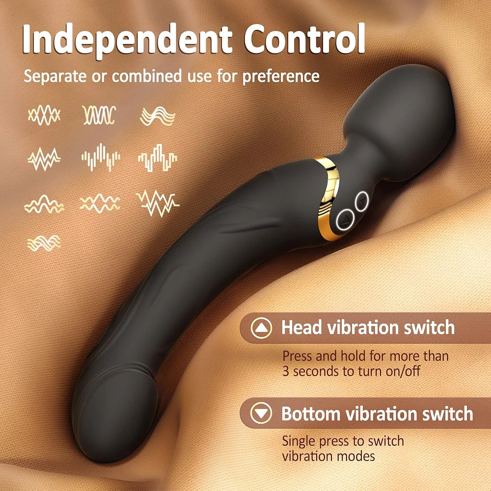 Premium Rechargeable Waterproof Wand Massager with 9 Vibration Modes for Targeted Stimulation