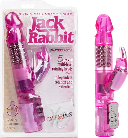 CalExotics Waterproof Jack Rabbit Rotating Shaft Rabbit Vibrator for Couples - Pink