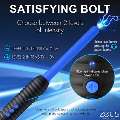 ZEUS ELECTROSEX E-Stim Shock Rod - Dual-Intensity Pinpoint Zapping Wand for Sensory Play, Blue