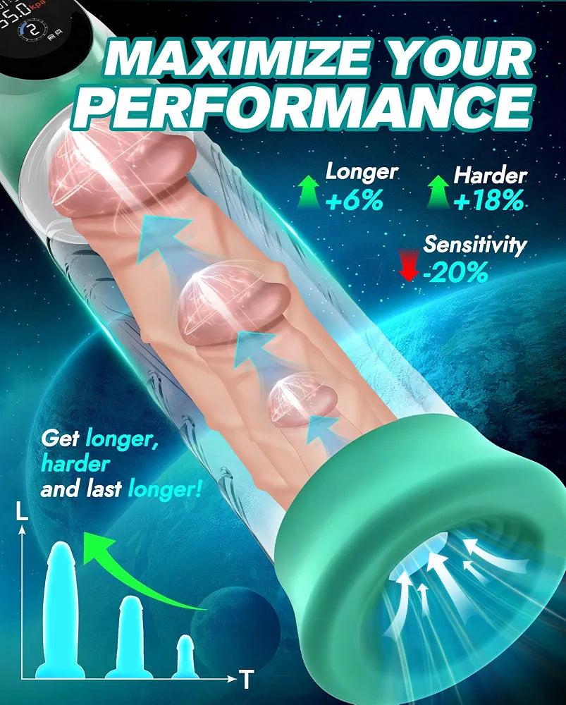 Electric Vacuum Penis Pump with LCD Display, 9 Suction Levels, and 4 Pressure Modes for Enhanced Erection
