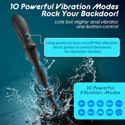 Dual-Motor Silicone Anal Plug with 10 Vibration Modes - Beginner-Friendly Prostate Massager