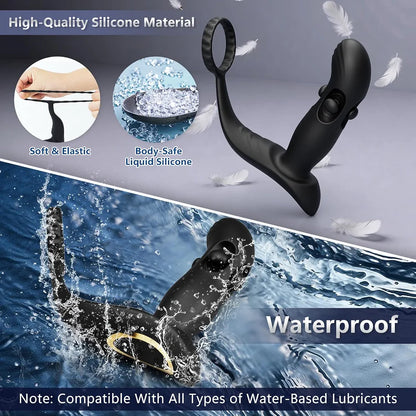 Advanced Remote-Controlled Prostate Massager with 10 Vibration Modes and 6 Silicone Cock Rings