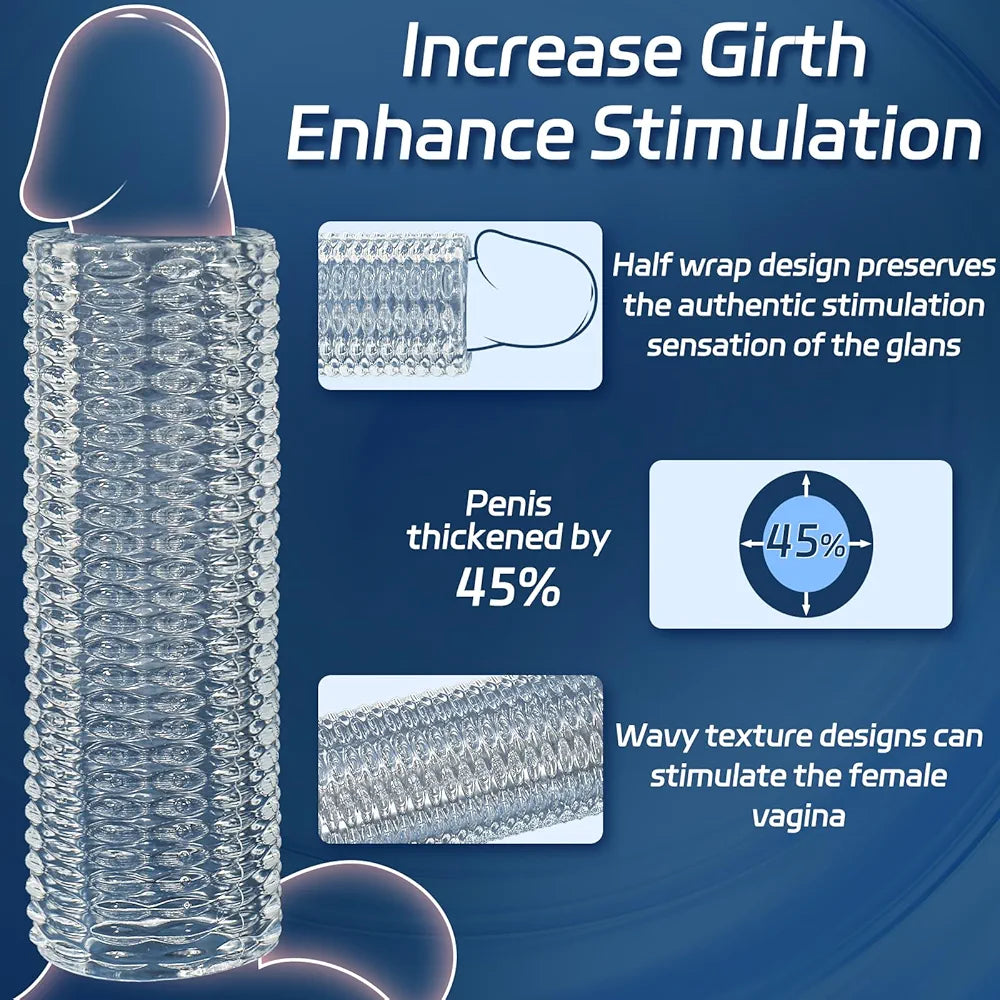 X-pidany Trim-to-Fit Girth Enhancing Penis Sleeve - Reusable Textured Cock Extender for Delay and Erection Support