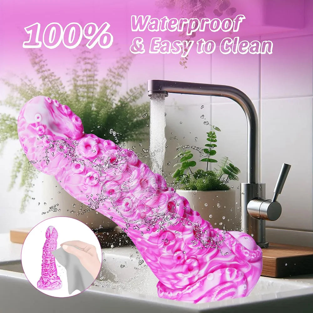 10-Inch Realistic Silicone Octopus Tentacle Dildo with Suction Cup - Extra Large Thick Monster Dragon Design for G-Spot and Prostate Stimulation