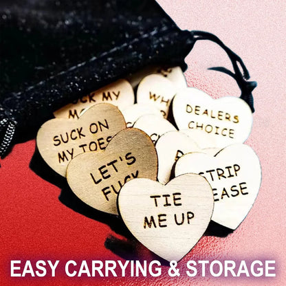 Romantic Wooden Activity Tokens for Couples - 20 Heart-Shaped Date Night Game Pieces