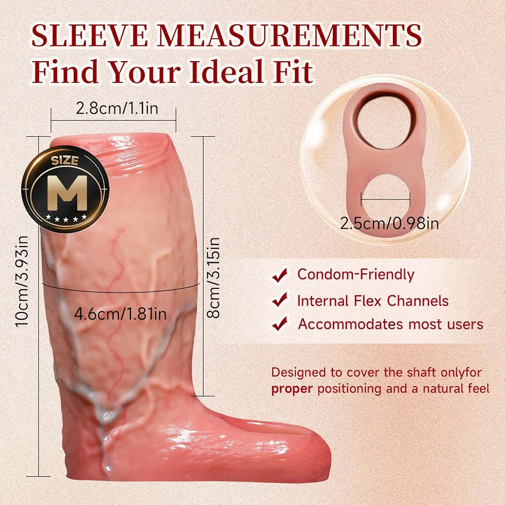 Reusable Silicone Penis Sleeve Extender and Girth Enhancer - Size M