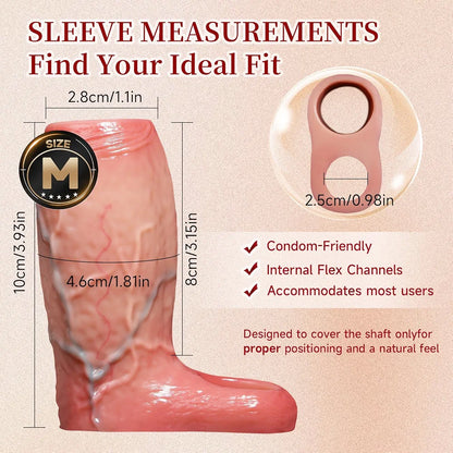 Reusable Silicone Penis Sleeve Extender and Girth Enhancer - Size M