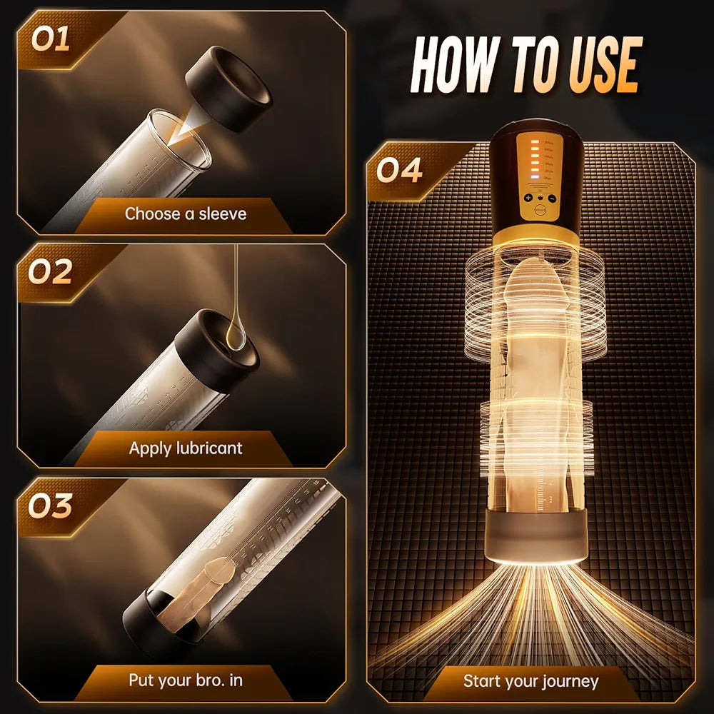 Male Penis Pump Sex Toys, Automatic Enlargers & Extend Pump for Men with 5 Training Modes, Adult Toys for Men Electric Penis Entender Erection Pumps, Sex Toys - Pumps & Enlargers 
