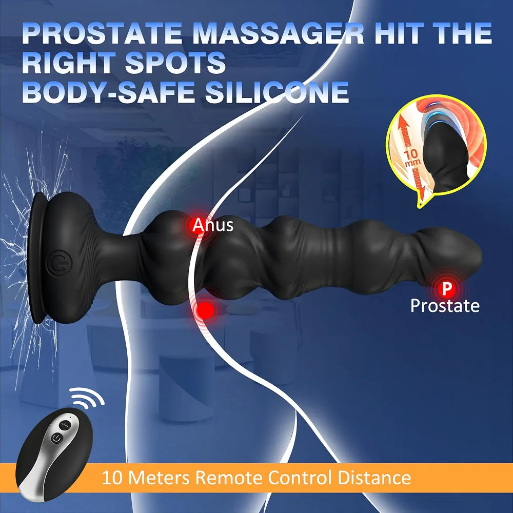 Remote-Controlled Vibrating Prostate Massager and Butt Plug for Couples