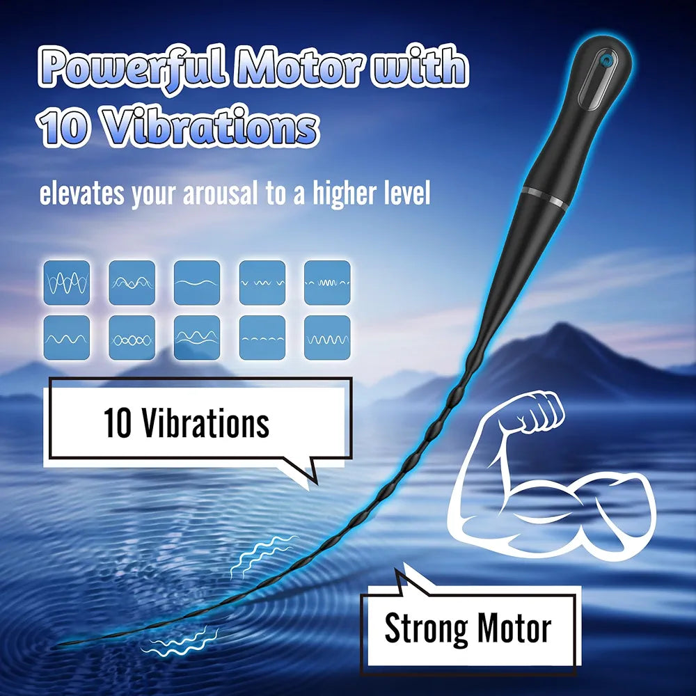 Flexible Silicone Urethral Sounding Rod and Vibrating Prostate Massager for Men