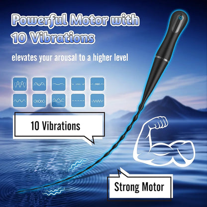 Flexible Silicone Urethral Sounding Rod and Vibrating Prostate Massager for Men